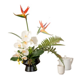 Jarrón de flores artificiales con orquídeas Phalaenopsis y flores de seda de Ave del Paraíso para decoración del hogar, centro de mesa - Product Image 5