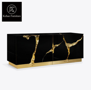 Foshan Modern <strong>Cheap</strong> Buffet Dining <strong>Sideboard</strong> Buffet Cabinets Luxury Gold Steel Black <strong>Sideboard</strong> Console - Product Image 4