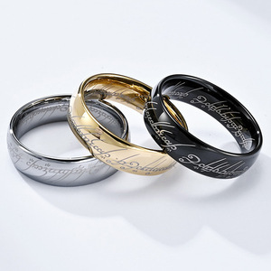 Anillo <span class=keywords><strong>de</strong></span> Moda Nuevo Estilo <span class=keywords><strong>El</strong></span> <span class=keywords><strong>Señor</strong></span> <span class=keywords><strong>de</strong></span> <span class=keywords><strong>los</strong></span> <span class=keywords><strong>Anillos</strong></span>, con Letras Góticas en <span class=keywords><strong>el</strong></span> Interior y <span class=keywords><strong>el</strong></span> Exterior, Grabado 3D, Anillo Hip-hop en Español y Sánscrito para Chicos - Product Image 2