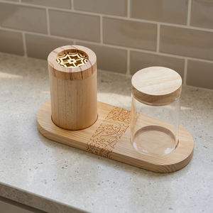 Juego de Quemadores de Incienso de Madera Hechos a Mano con Recipiente Acrílico, Soporte Aromático de Bambú, Uso en Todas las Estaciones, Decoración para el Hogar, Fragancia para Ramadán y Eid - Product Image 1