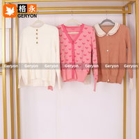 Geryon Vintage Bulk Clean 90-98% Baru Kardigan Wanita Tebal Musim Dingin Rajutan Chunky Warna Campuran Ukuran Campuran