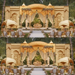 Mandap de Boda Tradicional de Lujo con Tallados Grandiosos, Estilo Palacio Real, Estructura de FRP para Bodas de Destino en India - Product Image 1