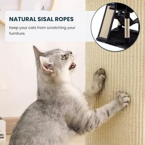 Kedi ağaçları ve Scratcher kedi tırmalamak kurulu 36-inch siyah kedi ağacı kulesi hamak Sisal Scratch <span class=keywords><strong>Post</strong></span> ile yavru küçük odalar için - Product Image 4