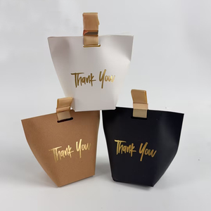 Wholesale Low MOQ <b>Small</b> Paper Gift <b>Bags</b> Custom Gold Foil Thank You Paper <b>Bag</b> Wedding Candy Packaging Shopping <b>Bags</b> - Product Image 1