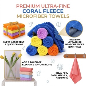 Paño de Microfibra de Coral Cuadrado, Lavable, Ecológico, con Borde Ultrasónico, de la <span class=keywords><strong>Mejor</strong></span> Calidad, <span class=keywords><strong>para</strong></span> Uso en la Cocina - Product Image 4