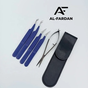 Vespa Blue Color Tweezers For Eyelash Extension Stainless Steel 45 Degree Pointed Fiber Tip Diamond Grip Lash Volume Tweezer - Product Image 3