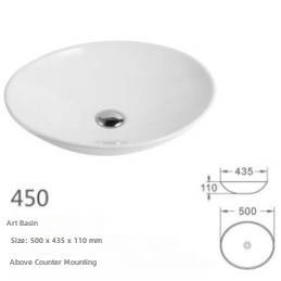 Lavabo rond élégant <span class=keywords><strong>de</strong></span> style nordique moderne pour comptoir ; Lavabo en céramique pour salles <span class=keywords><strong>de</strong></span> <span class=keywords><strong>bain</strong></span>, hôtels et balcons ; Lavabo monobloc - Product Image 5