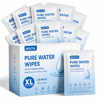 Lingettes humides à l'eau pure à 99,9 %, marque privée, OEM, personnalisables, sans parfum, pour peaux sensibles, nettoyantes