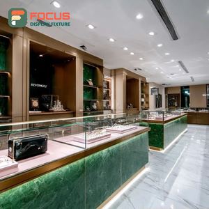 Luxury Commercial Retail Jewelry Display Counter Wood <b>Frame</b> Jewelry Shop Glass Showcase - Product Image 4