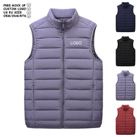 Gilet mat en duvet de canard personnalisé pour homme, léger et pliable, pour veste d'hiver, sans manches, avec doublure matelassée en duvet