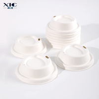 Vente en gros de couvercles jetables en pulpe de papier pour boissons chaudes et café, 80/90 mm, biodégradables, en canne à sucre, étanches, plats, portables et faciles à utiliser