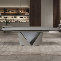 Table à manger moderne sur mesure, luxe léger, pieds en métal, plateau en céramique, verre trempé, pliable, extensible, utilisation hôtelière, grande taille