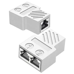 Adaptor kabel jaringan Ethernet, RJ45 Coupler 1 ke 2 Cara 3 port konektor jaringan dan Splitter