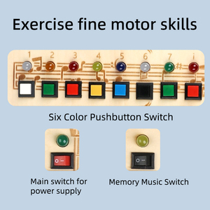 Guitarra de Madera con Luces LED, Tablero de Actividades Sensoriales, Juguetes Educativos Montessori para Niños Pequeños, Bebés, Niños y Niñas - Product Image 4