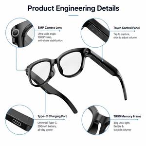 Lunettes Intelligentes IA OEM avec Double Caméra 1080P, Monture TR90, <span class=keywords><strong>Traduction</strong></span> en Temps Réel, Étanchéité IP67, Contrôle Tactile Type C, Portables - Product Image 3