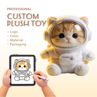 Peluche Chat Astronaute Personnalisable avec Logo d'Entreprise - Matière Douce Remplie de Coton PP, Taille 11-30CM, Cadeau Unisexe pour Fête