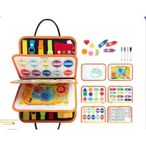 Tableau d'activités en feutre personnalisé pour enfants <span class=keywords><strong>de</strong></span> 3 à 6 ans, dessin animé 8 en 1, livre d'activités Montessori, jeux éducatifs, cadeau éducatif - Product Image 6