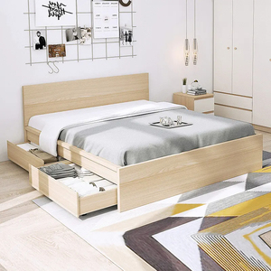 Moderne einfache Holzplatte Bett rahmen King/<span class=keywords><strong>Queen</strong></span> <span class=keywords><strong>Size</strong></span> mit Lagerung für Zuhause oder Hotel Wandbett Stil Schlafzimmer möbel Sets - Product Image 1
