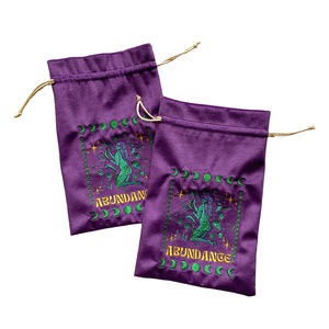 Borsa per carte <span class=keywords><strong>Taro</strong></span> con coulisse in velluto viola con ricamo personalizzato con custodia in cotone di buon velluto - Product Image 4