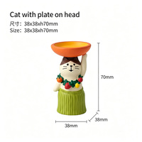 Miniature de scène en résine, faite main et peinte à la main, style minimaliste, tendance Instagram, avec figurines d'animaux (chat), plateau en forme de jupe en herbe et rangement ananas.