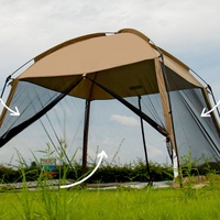 Grand auvent en maille de camping en plein air Gazebo Tente Pare-soleil Maison Tente pour 4-8 personnes