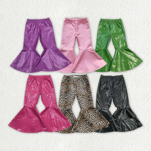6 colori per bambini <span class=keywords><strong>pantaloni</strong></span> con fondo a campana a vita alta elastici per bambine <span class=keywords><strong>in</strong></span> <span class=keywords><strong>pelle</strong></span> con volant <span class=keywords><strong>pantaloni</strong></span> all'ingrosso - Product Image 2