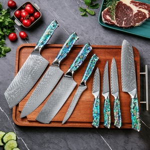 Cuchillo de Chef de 8 Pulgadas <span class=keywords><strong>JDH</strong></span>, Cuchillo de Cocina de Acero de Damasco de 67 Capas con Mango de Concha de Abulón - Product Image 4