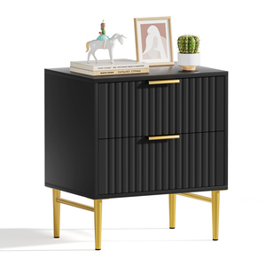 High Quality Modern <strong>Nightstand</strong> With Gold Legs Luxury Bedside Table With 2 Drawers Easy Pull Out Side Table for Living Room - Product Image 1