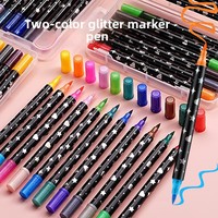 Venta Caliente Nuevo YKEO YK8813 Fabricante Directo Marcador de Doble Punta y Doble Color con Purpurina, Juego de Rotuladores de Punta Suave para Dibujo y Acuarela al por Mayor