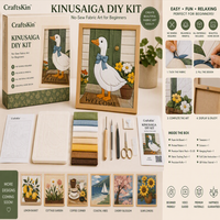 Kit de peinture DIY Kinusaiga Porch Goose sur tissu, kit d'artisanat sans couture pour les amateurs de loisirs créatifs, ensemble cadeau de décoration de cuisine, tous les matériaux inclus