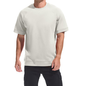 T-shirt surdimensionné en coton mélangé, manches courtes, couleur unie, décontracté, respirant, design personnalisé, pour hommes. - Product Image 1