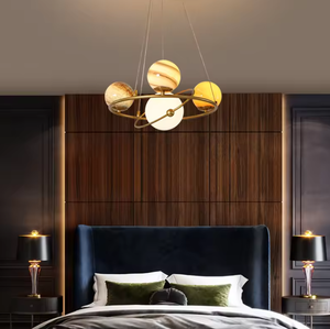 Zeal Lighting E14 Tornillo completo Dos anillos Decorativo Etl Bola de cristal Colgante Edison Led Light Chandelier - Product Image 5