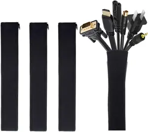 ケーブル管理スリーブカット可能なネオプレンコードオーガナイザーシステムデスクTVコンピューター用の柔軟なケーブルラップカバーワイヤーハイダー
