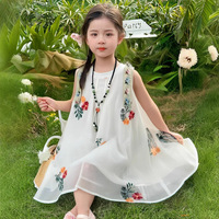 Robe de princesse douce pour filles de 2 à 8 ans, nouveau style ethnique d'été, respirante, col rond, imprimé décontracté, écologique, coupe trapèze