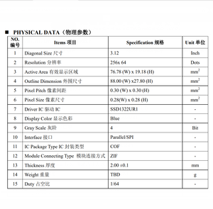 Módulo PMOLED Industrial SSD1322UR1, Controlador, Paquete COF de <span class=keywords><strong>3</strong></span>.12 Pulgadas, Vida Útil de 20,000 Horas - Product Image 5
