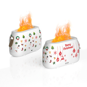 Christmas Aroma <b>Diffuser</b> <b>Essential</b> <b>Oil</b> Humidifier With Flame Effect USB Powered Home Bedroom Night Light Silent Operation - Product Image 1