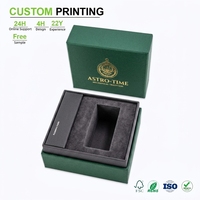 Boîte de rangement rigide pour montres connectées, portable, vente en gros, texture croisée marron, logo doré, emballage de marque pour technologie portable, en vrac
