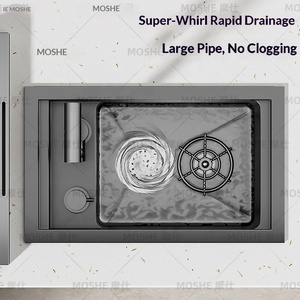 MOSHE Mobiletto Bar a Isola Salvaspazio Nascosto con Lavello Singolo e Lavabicchieri in Acciaio Inox 304 <span class=keywords><strong>per</strong></span> Cucina Esterna - Product Image 4