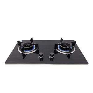 Tempered Glass Brass Cover 2 Burners LPG NG Built In Gas Cooktops Thailand Hot Selling Sabaf Burners Built In Gas Stove