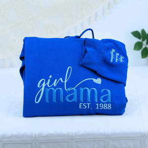 Ragazza mamma felpa ricamata felpa con cappuccio per bambini manica inverno/autunno motivo 3D tessuto anteriore distintivo regalo per ragazza mamma - Product Image 2