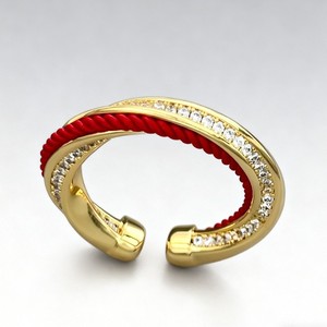 Festive New Year Red String Open Ring Micro Pave Zirconia Adjustable Index Finger Ring Exquisite Band - Product Image 1