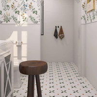 Carrelage de sol antidérapant en céramique 200x200 pour cuisine et salle de bain, motif petite fleur verte nordique, vente en gros d'usine, idéal pour balcon