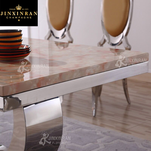 المنزل الحديثة الطبيعي من الرخام الأبيض أعلى طاولة الطعام لمدة 4 6 8 peaople الذهب إطار من الاستانلس ستيل قاعدة الساقين طاولة طعام - Product Image 4