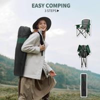 Chaise de camping pliable surdimensionnée, robuste, rembourrée, avec porte-gobelet, rangement et sac isotherme, en tissu Oxford 600D épais