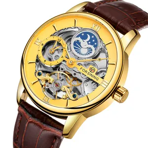 Reloj Para Hombre นาฬิกาอะนาล็อก,นาฬิกาจากประเทศจีนนาฬิกาข้อมือหนัง Tourbillon สุดหรูนาฬิกาข้อมือกลไกอัตโนมัติสำหรับผู้ชาย