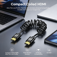 Câble spiralé ultra-fin 8K 60Hz 2.1 pour caméra, moniteur, enregistreur Atomos, bidirectionnel