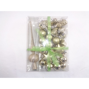 Ensemble de 34 décorations d'arbre en plastique champagne - Product Image 1