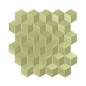 <span class=keywords><strong>Cube</strong></span> Vàng Hình Lục Giác Đèn Lồng Lá Xương Cá Hình Thoi Hình Dạng Kính Đá Nhôm Đồng Thép Không Gỉ Khảm Kim Loại Gạch cho Tường - Product Image 2