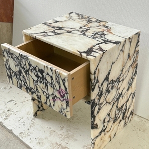 Factory Direct Calacatta Viola Nightstand with One Drawer Durable <strong>Marble</strong> Bedroom <strong>Bedside</strong> <strong>Table</strong> - Product Image 4