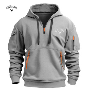 2024 pull à capuche doublé polaire décontracté pour hommes transfrontaliers haute qualité motif solide impression numérique hiver coupe ample Stock - Product Image 4